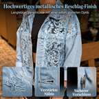Manches longues et coupe ample d'une veste en jean fleurie