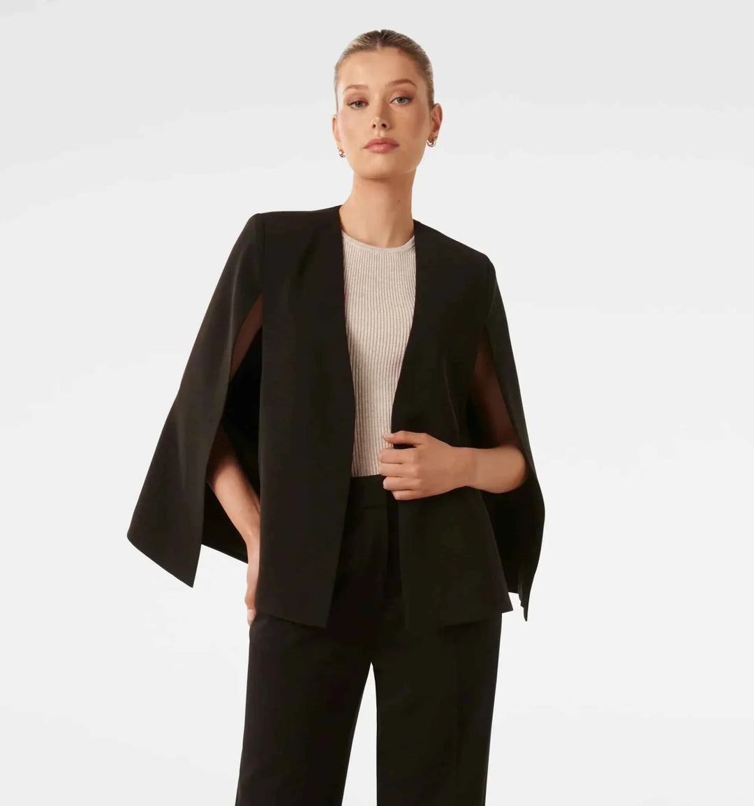Blazer Cape Élégant pour Femme avec Coupe Flottante et Fente aux Manches