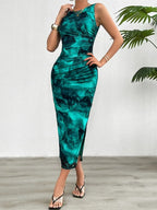 Sophie Paris | Robe longue moulante à imprimé aquatique