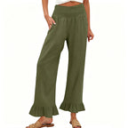Pantalon large bohème avec ourlet à volants