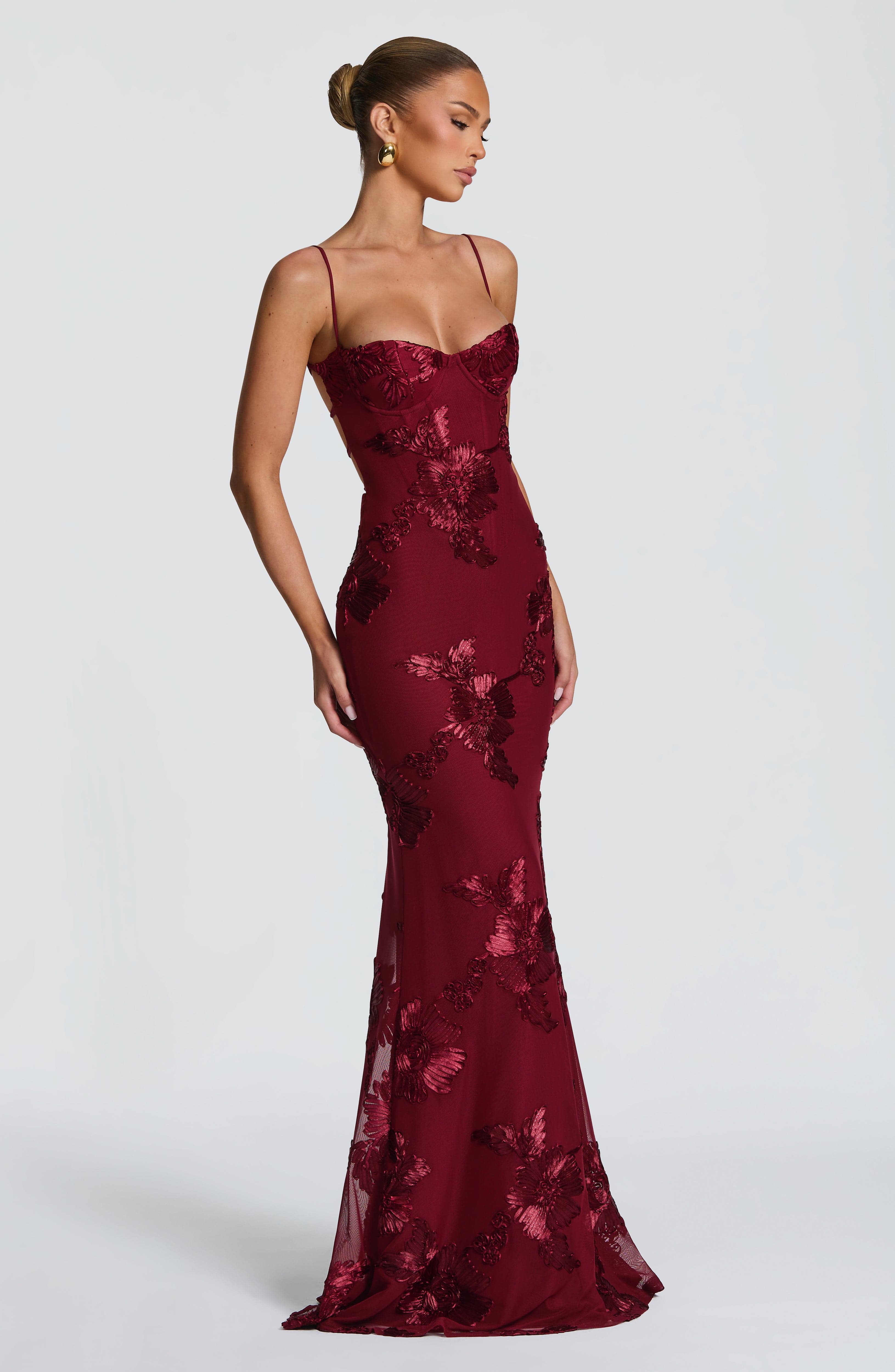 Robe maxi en velours pour femme