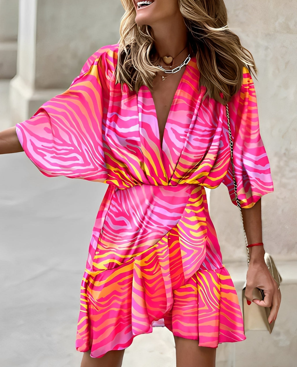 Robe courte asymétrique pour femmes Élégante Moderne Confortable