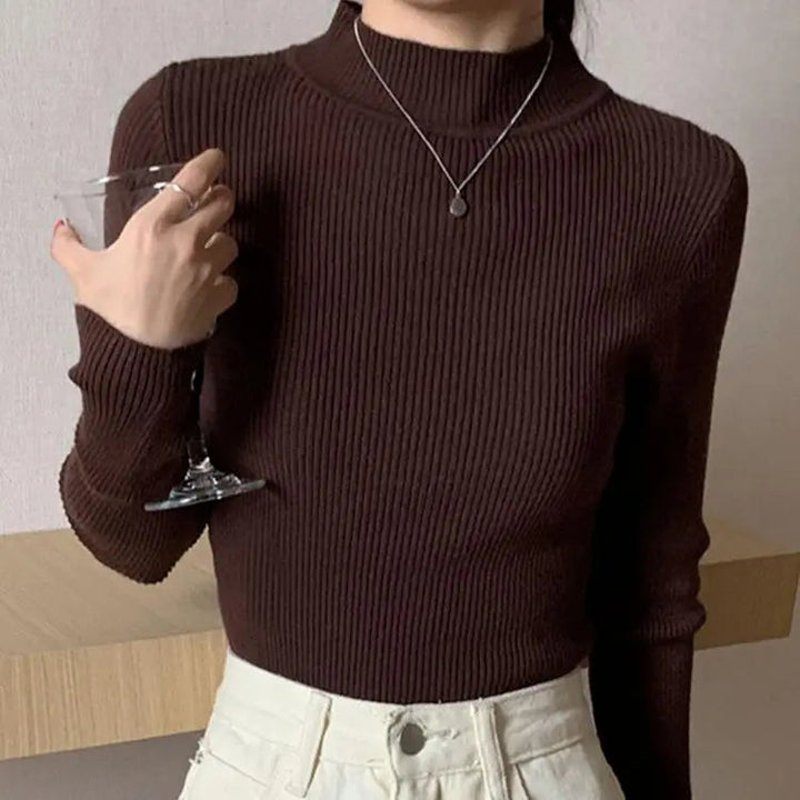 Pull en laine côtelée confortable pour femmes