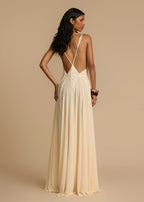 Robe Maxi Blanche à Col V Profond en Dentelle, Fluide, à Bretelles, Robe de Vacances