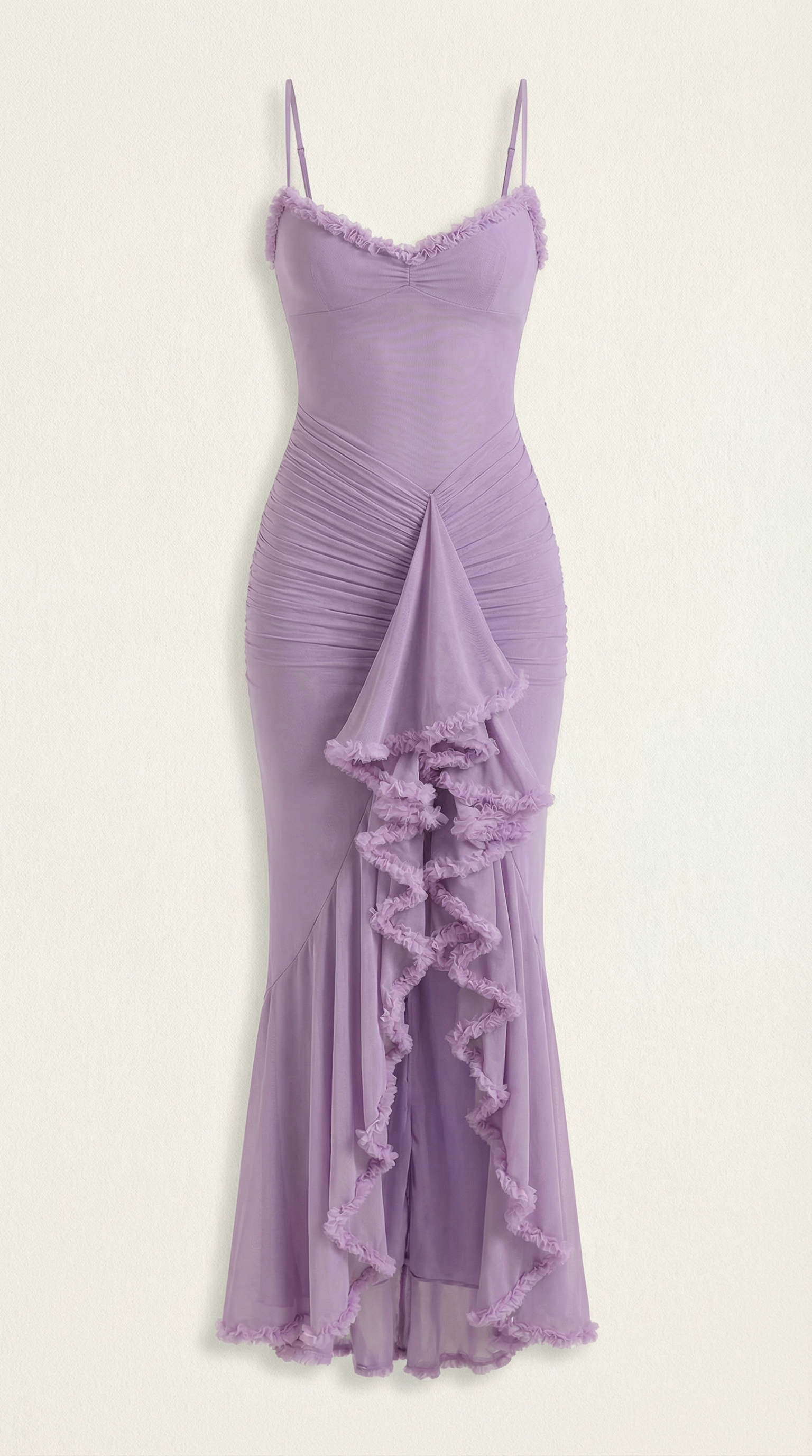 Robe maxi asymétrique à volants pour femmes