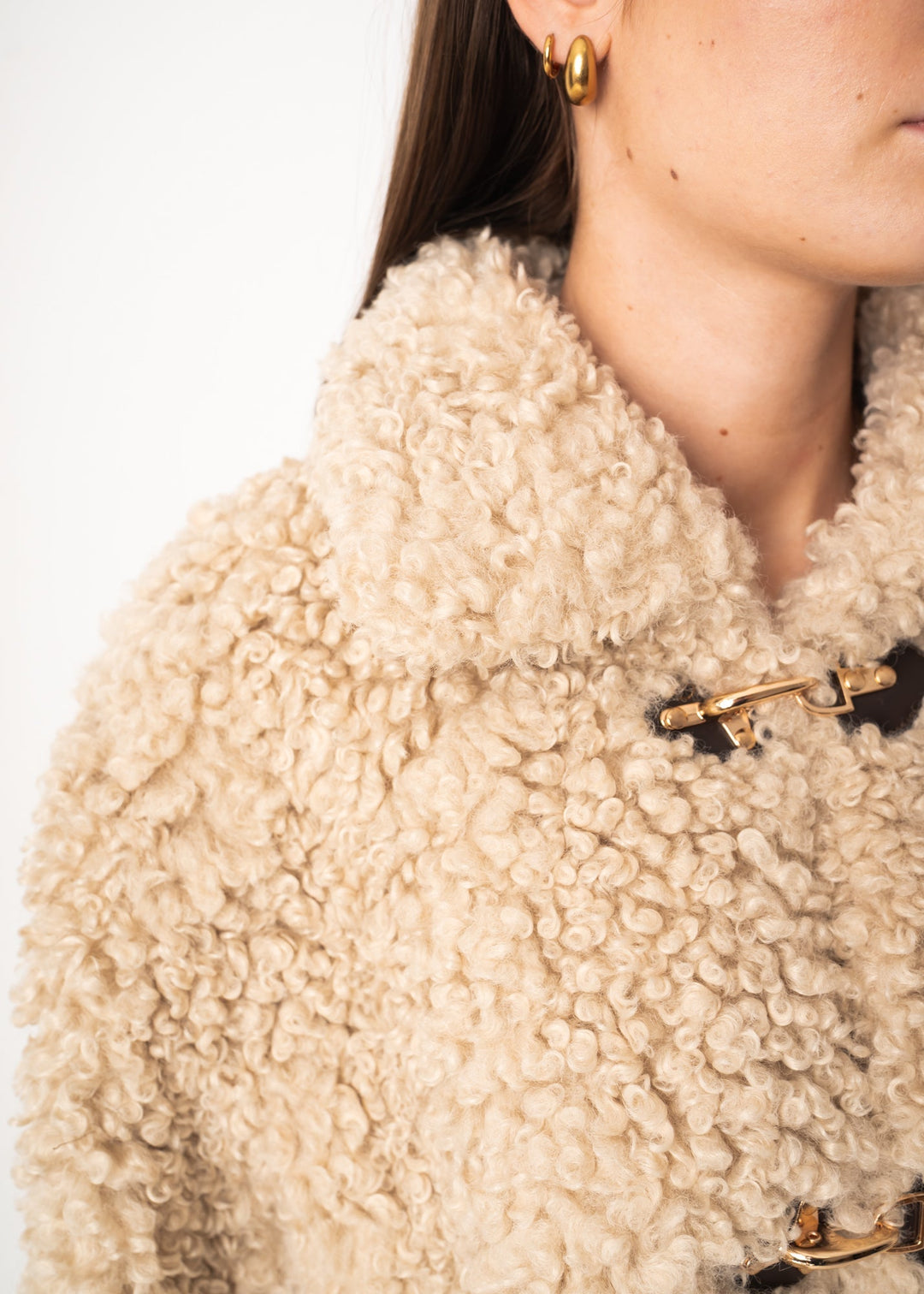 Veste Douillette en Peau de Mouton Bouclée