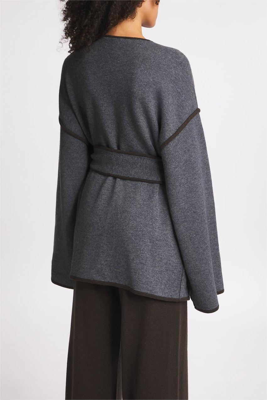 Manteau en laine confortable à épaules tombantes avec taille ceinturée