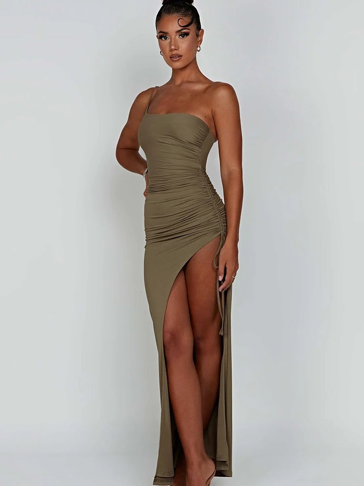 Élodie Lavin® | Robe Longue Fendue À Bretelles Fines