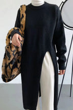 Robe-pull tricotée à fente latérale