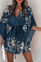 Combishort femme imprimé bohème avec taille élastique, vue de face