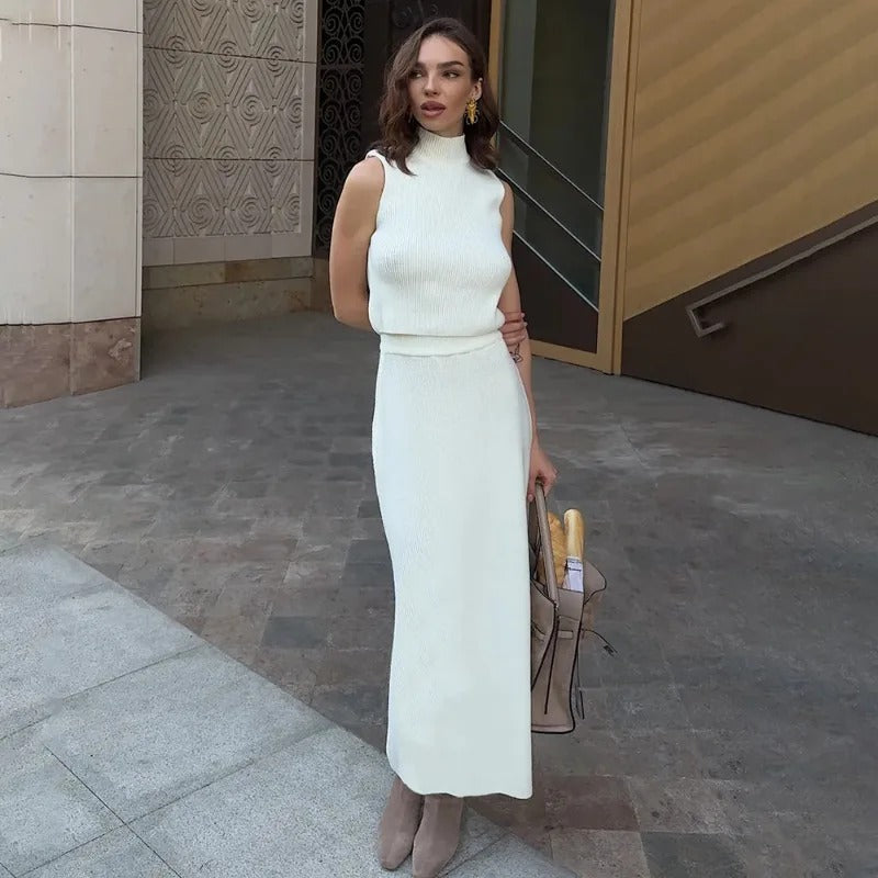 Sophie Paris | Robe longue sans manches en maille douce