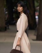 Robe midi bohème en mélange de coton beige