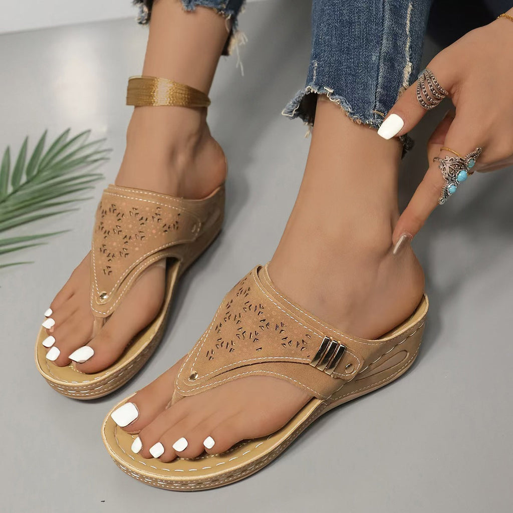 Sandales à talons compensés pour femmes, chaussures d'été confortables