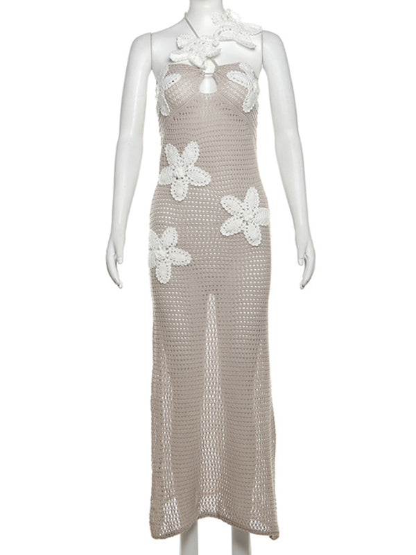 Sophie Paris | Robe élégante en tricot ajouré sans manches