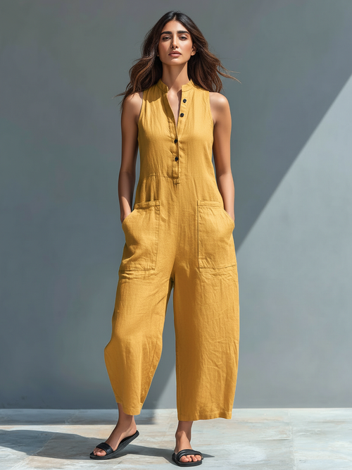 Combinaison fluide en lin pour femme
