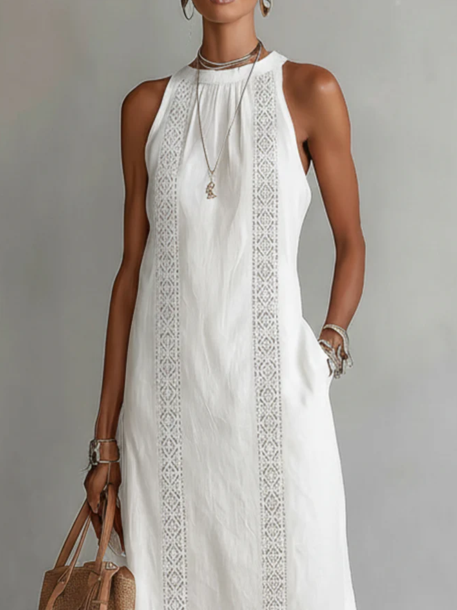 Robe midi en lin aérienne pour femme