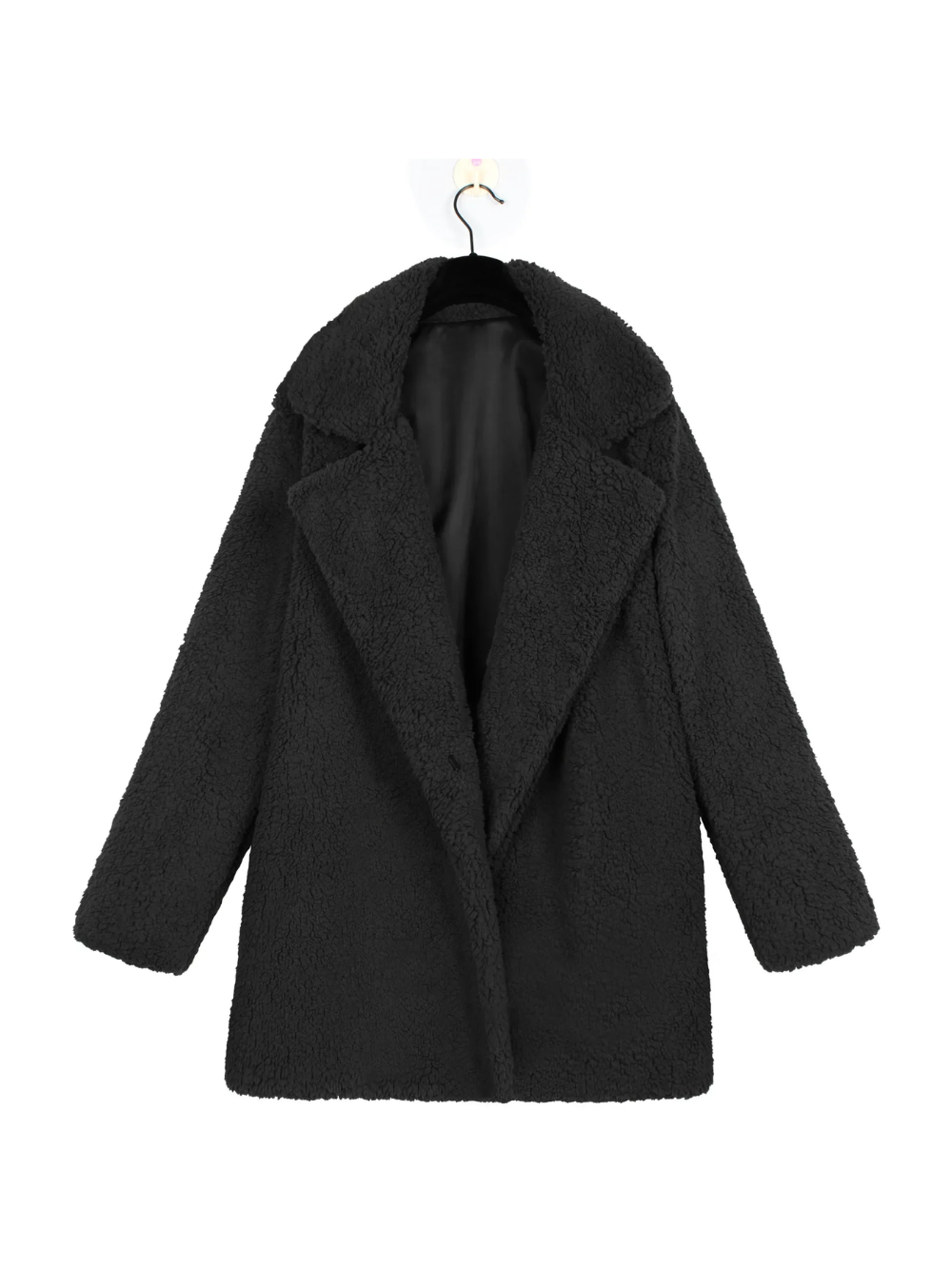 Manteau Court en Peluche Teddy Douillet avec Col Revers