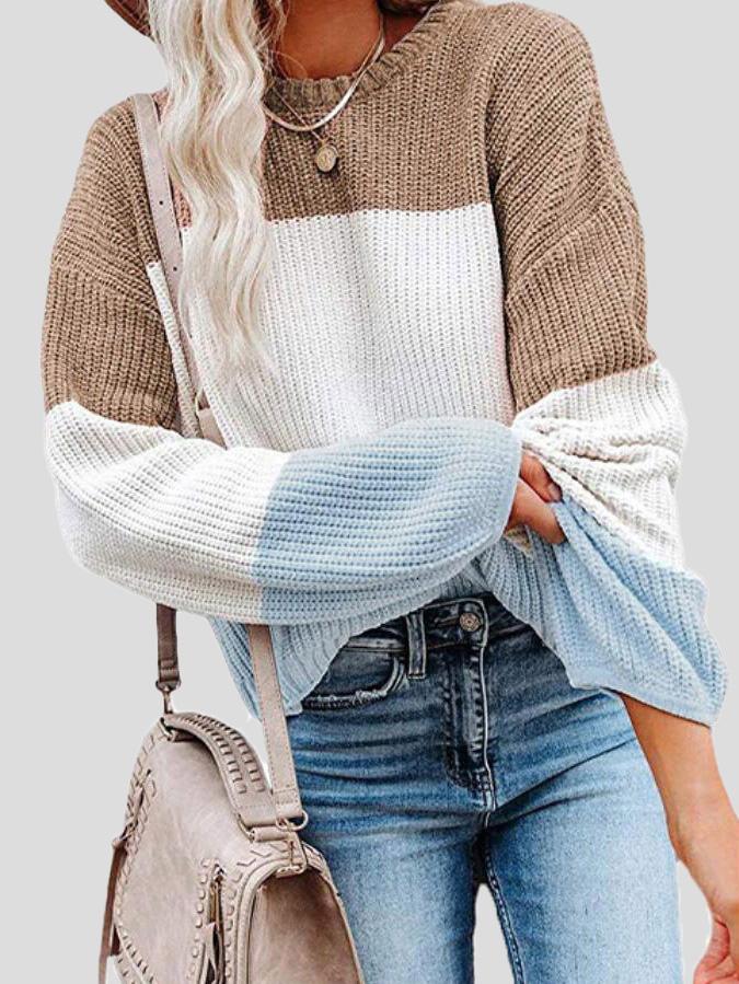 Pull en tricot colorblock confortable pour les superpositions d'automne