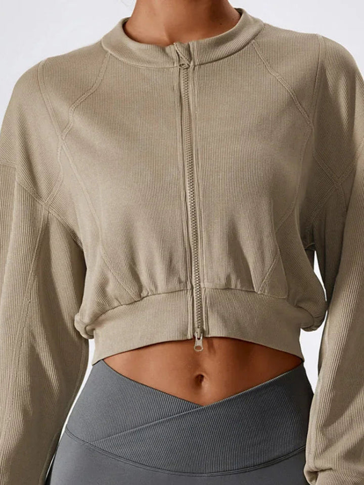 Sweat-shirt court côtelé zippé douillet