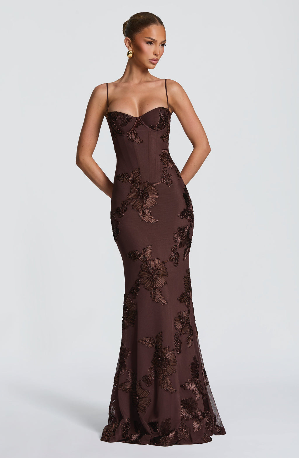 Robe maxi en velours pour femme