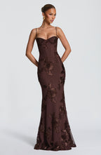 Robe maxi en velours pour femme