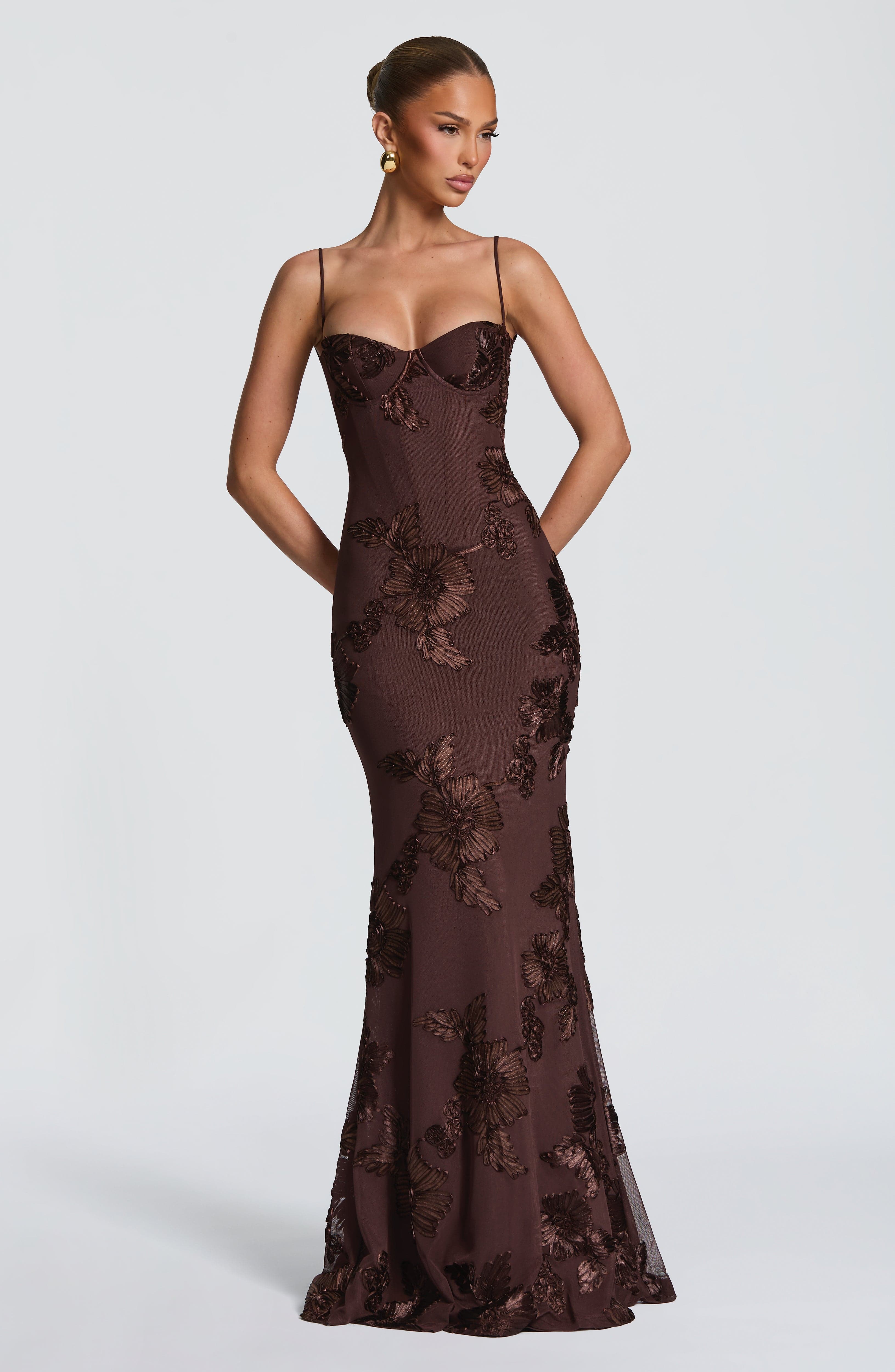 Robe maxi en velours pour femme