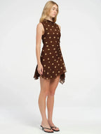 Sophie Paris | Robe asymétrique à pois sans manches