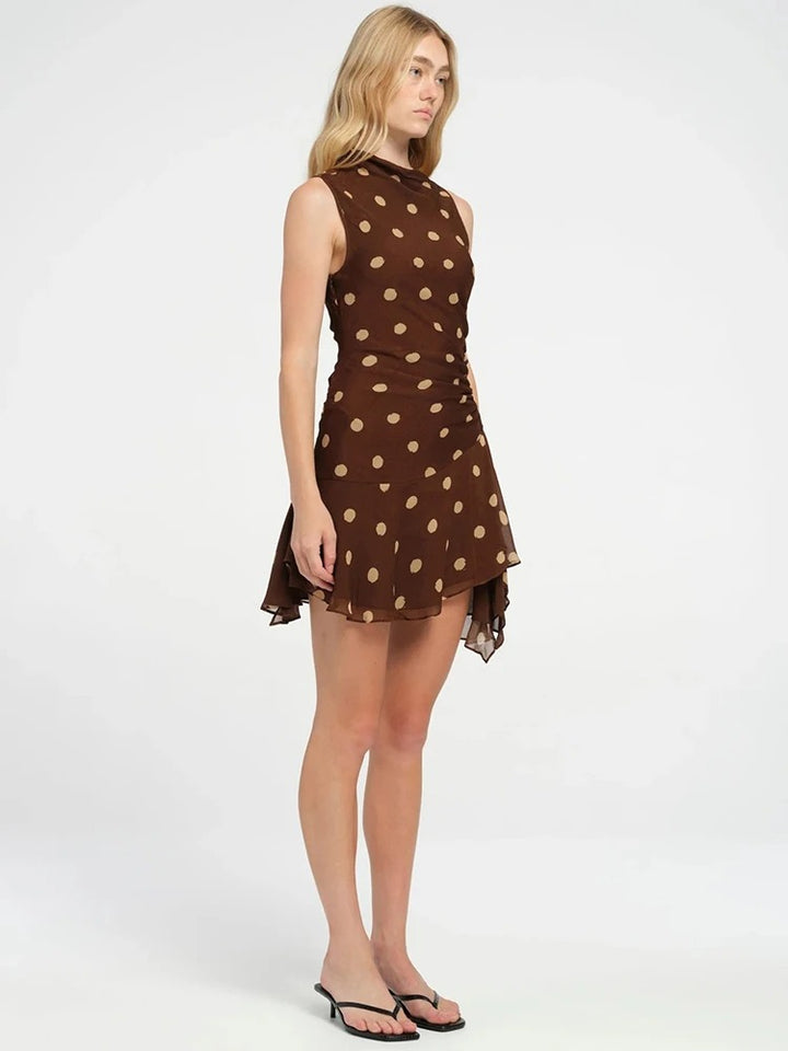 Sophie Paris® | Robe asymétrique à pois sans manches