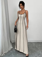 Robe d'été trapèze en viscose beige