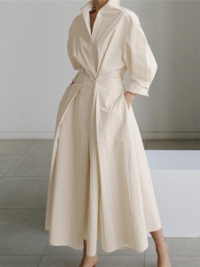 Robe longue pour femmes avec poches et détails à boutons
