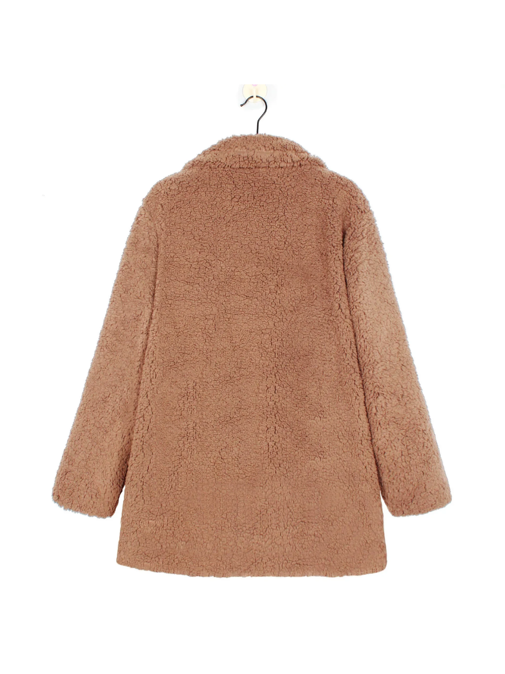 Manteau Court en Peluche Teddy Douillet avec Col Revers