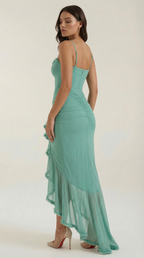 Robe maxi asymétrique à volants pour femmes