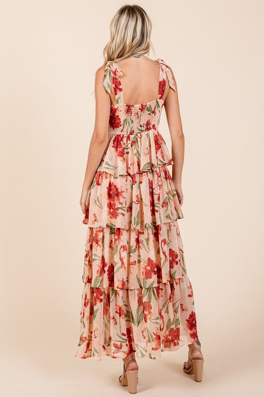 Sophie Paris | Robe longue d'été à col cœur superposée à fleurs