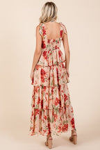Sophie Paris | Robe longue d'été à col cœur superposée à fleurs