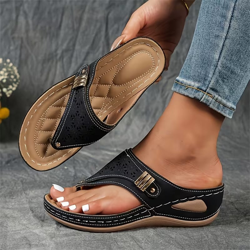 Sandales à talons compensés pour femmes, chaussures d'été confortables