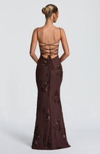 Robe maxi en velours pour femme