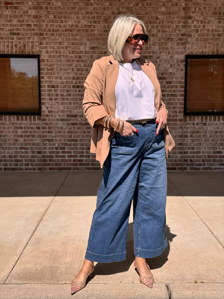 Jean chic taille haute à jambes larges
