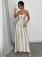 Robe d'été trapèze en viscose beige