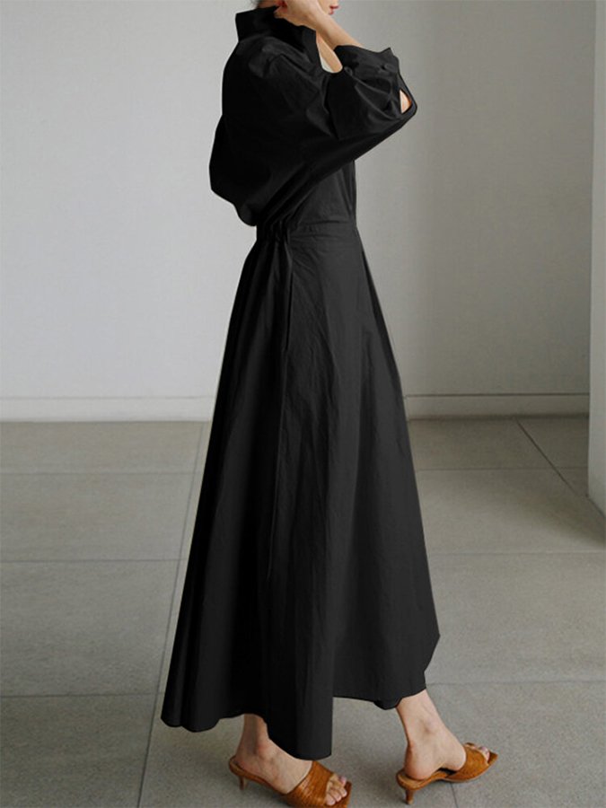 Robe longue pour femmes avec poches et détails à boutons