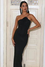 Robe longue noire élégante sans manches pour femme