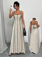 Robe d'été trapèze en viscose beige