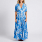 Minelda - Robe élégante à col en V avec motif floral