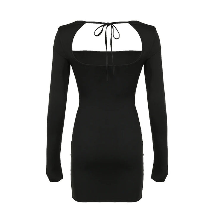 Pauline Laurent® | Robe moulante noire à manches longues
