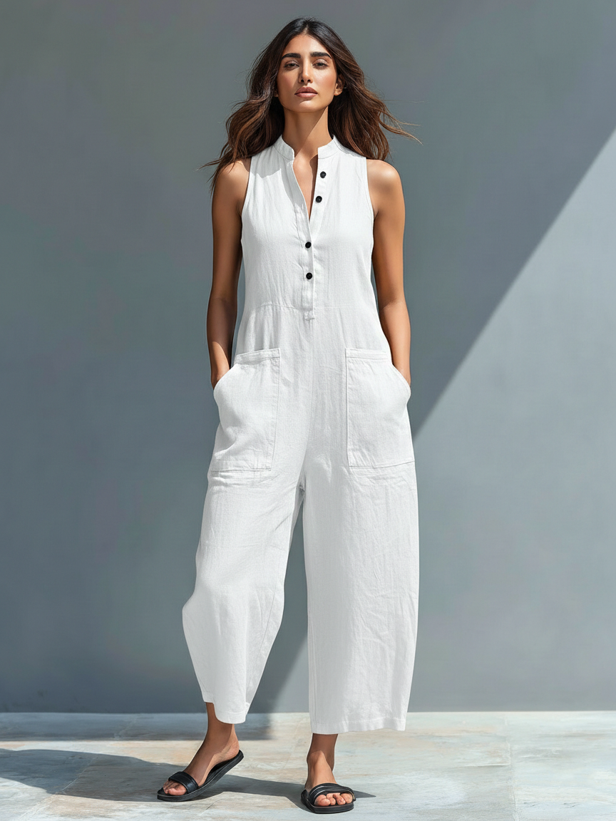 Combinaison fluide en lin pour femme