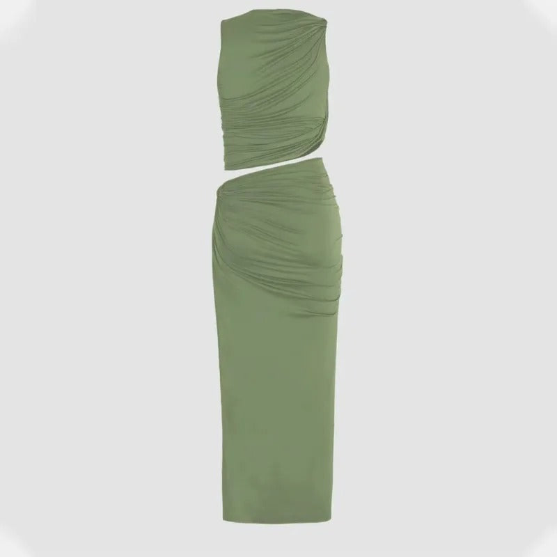 Sophie Paris® | Robe longue drapée asymétrique