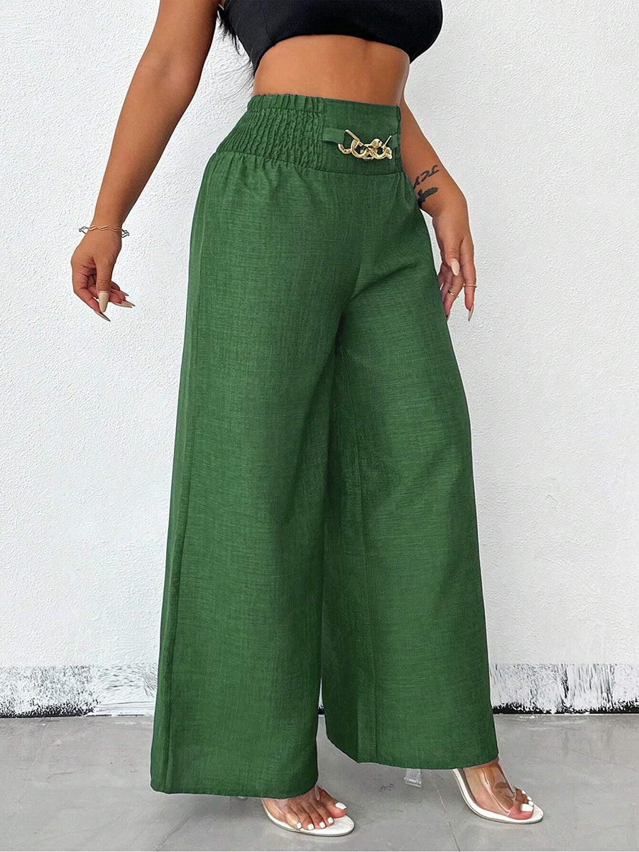 Vue latérale du pantalon femme taille haute