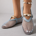 Vue de dessus des chaussures Mary Jane femme en mesh respirant