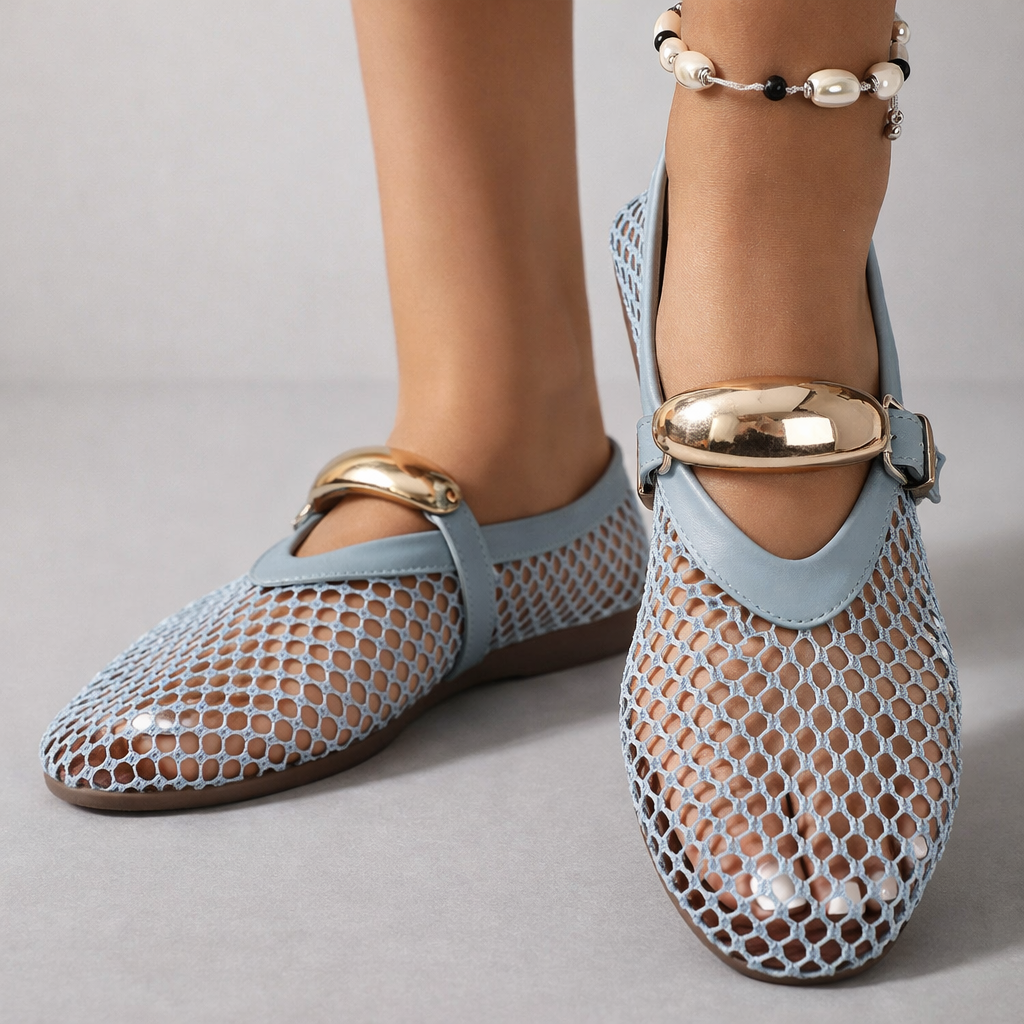Vue de dessus des chaussures Mary Jane femme en mesh respirant