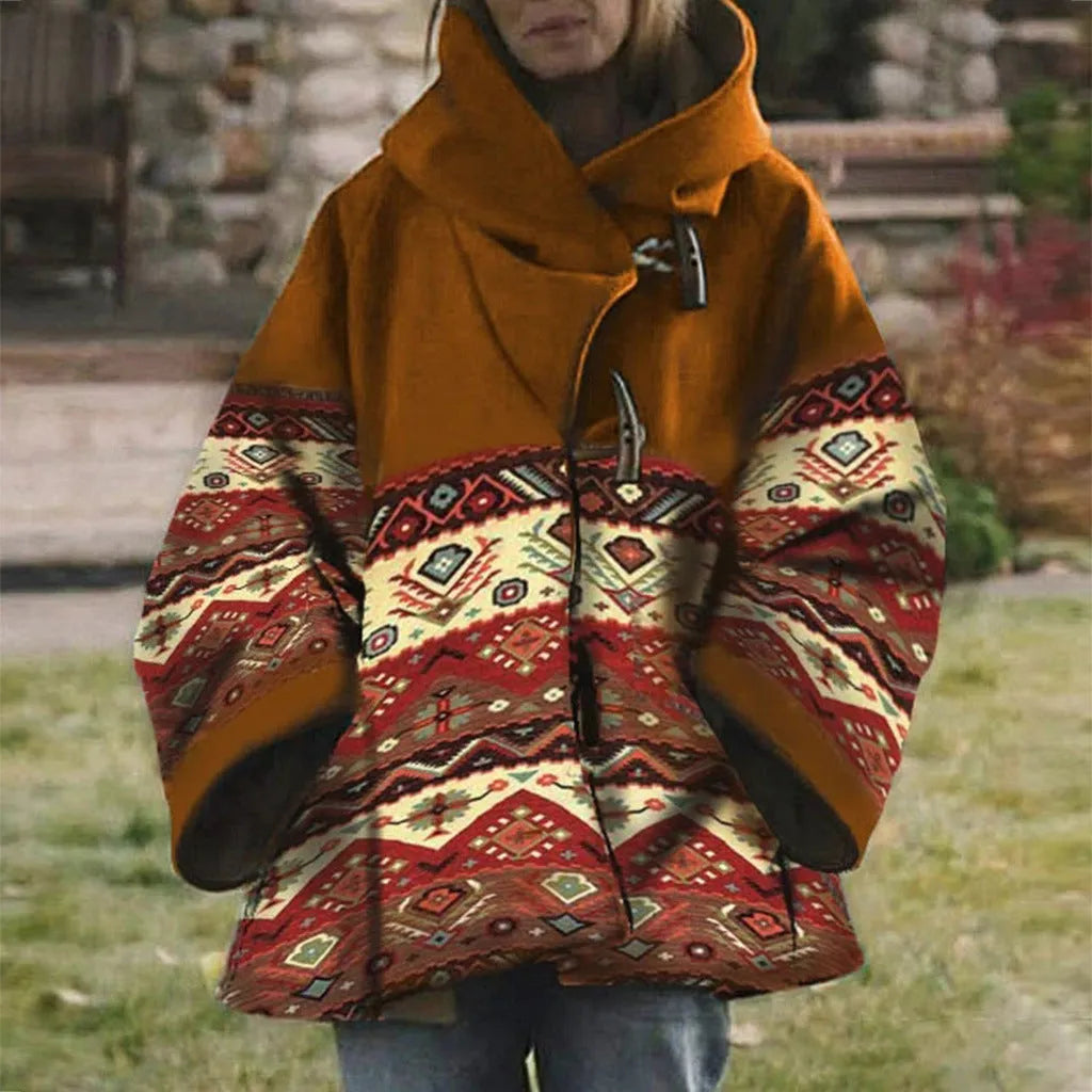 Manteau Vintage Imprimé pour Femme - Élégant et Respirant, Taille S-4XL