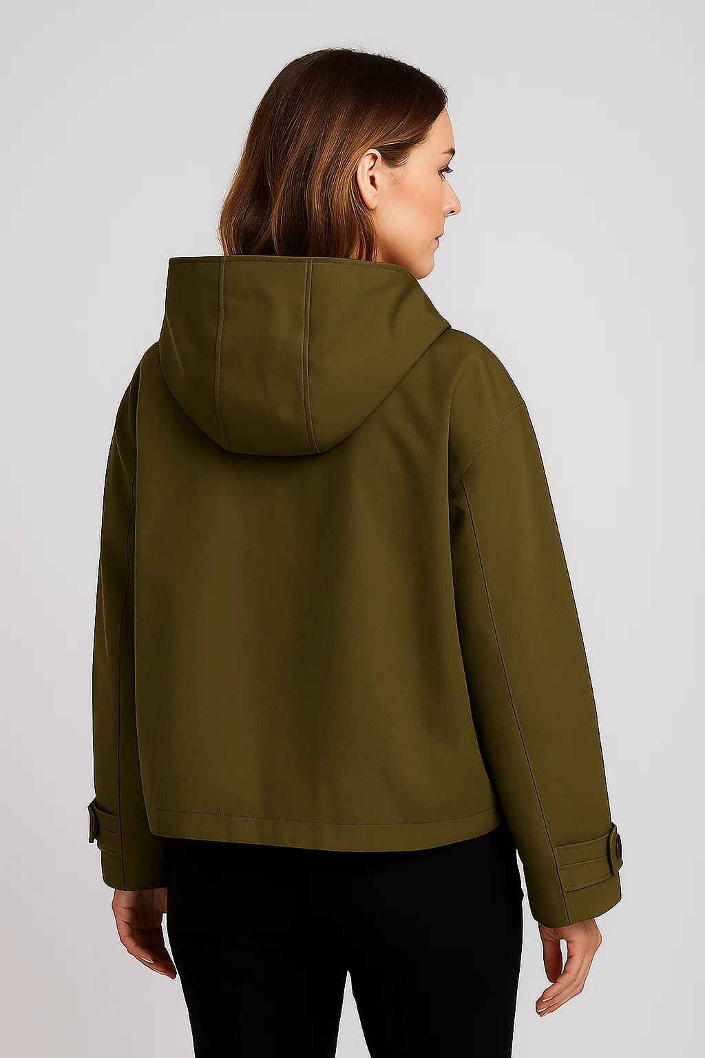 Trench-coat court à capuche chic pour femmes